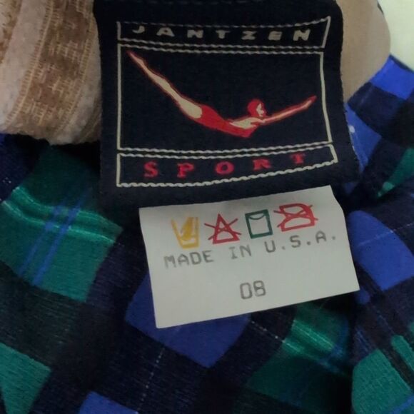 Vintage Women's Jantzen Blue Green‎ Plaid One Piece Swimsuit Size 8 - Picture 2 of 7